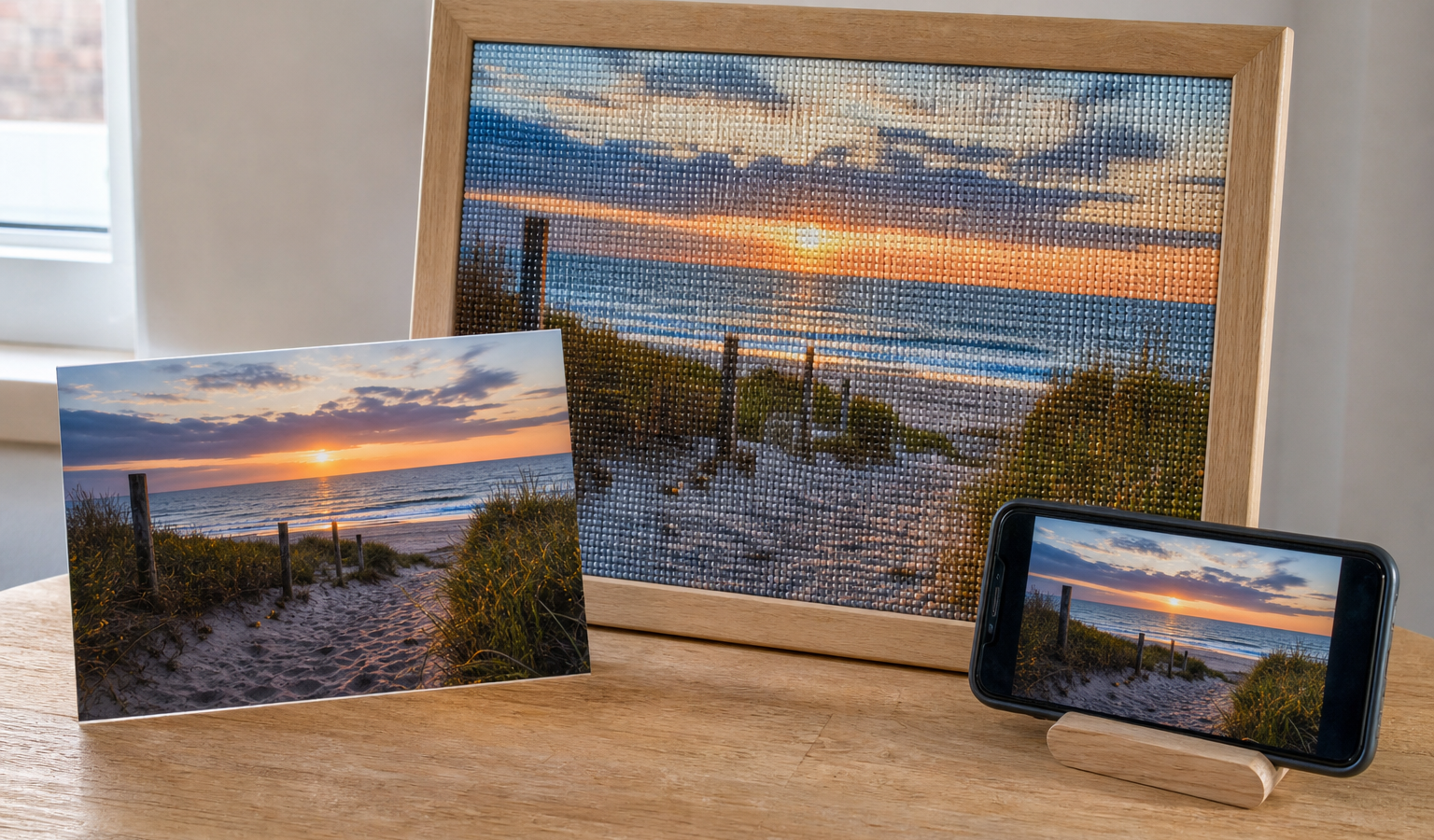Diamond painting eigen foto maken van je mooiste strandmoment